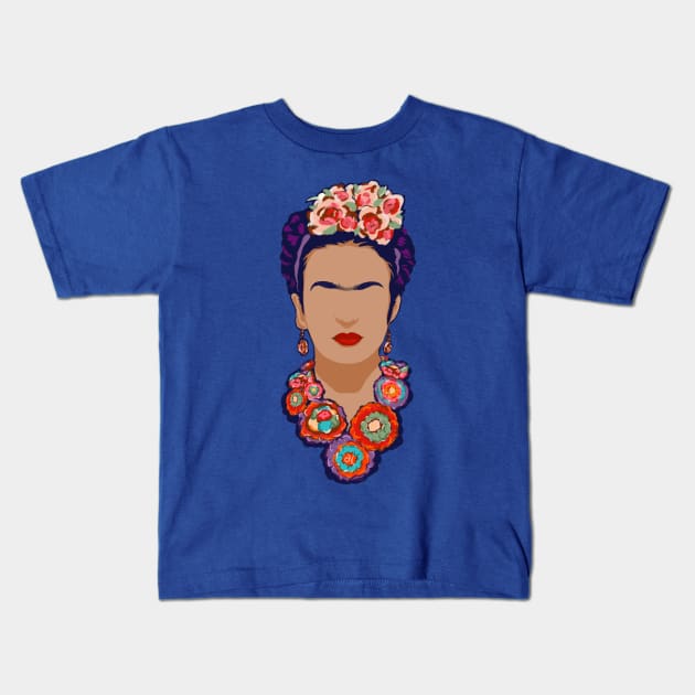 Frida kahlo minimalist portrait Kids T-Shirt by BAJAJU